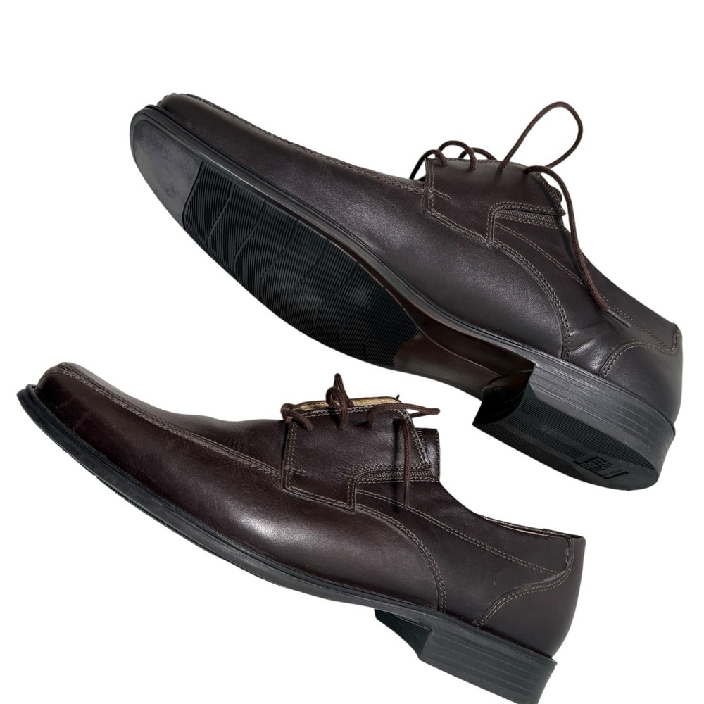 Fretz Men Business Brown Leather Oxford Shoes Size US 9 Square Toe Dress Lace Up - Picture 2 of 9